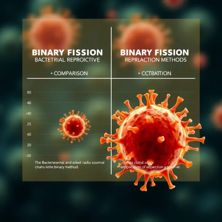 Comparison of Binary Fission and Other Bacterial Reproduction Methods Comparison chart illustrating differences between bacterial binary fission and other reproductive methods