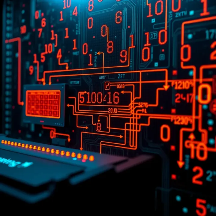 Flow of Binary Code in Computing Systems Diagram showing the flow of binary code through computing components