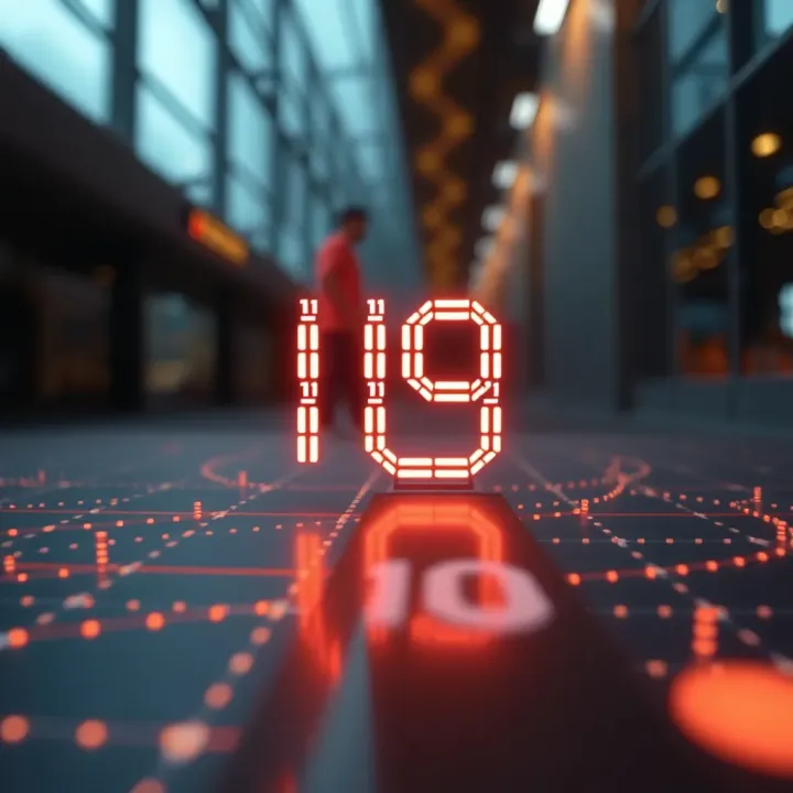Abstract design featuring interconnected binary digits forming a modern logo concept