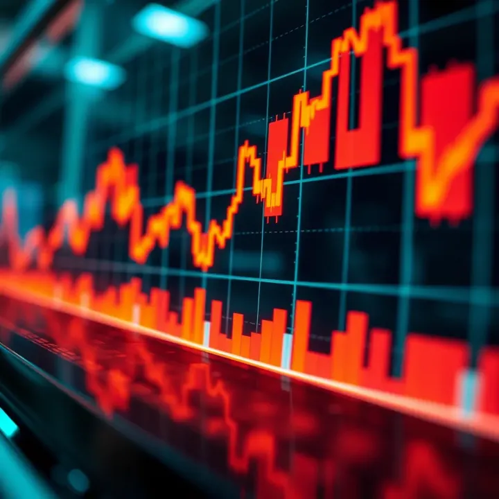 Graph showing asset price movement with upward and downward trends over time