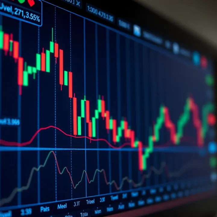Candlestick chart showing bullish and bearish patterns with price movements on a trading platform