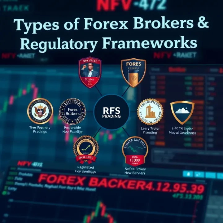 Diagram illustrating different types of forex brokers and their regulatory badges