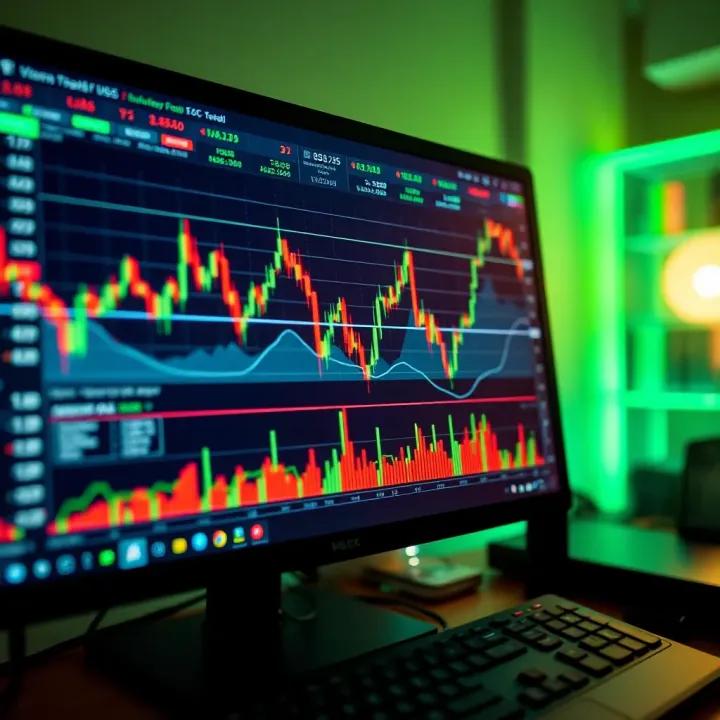 Digital representation of currency exchange charts on a computer screen illustrating forex trading concepts