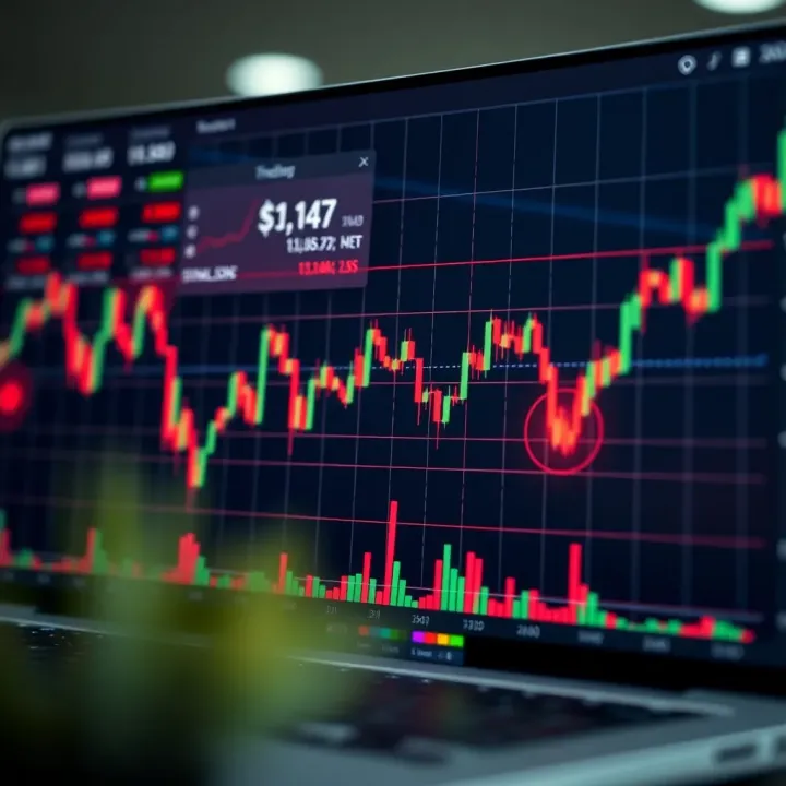Graph displaying binary options market trends with highlighted signal points