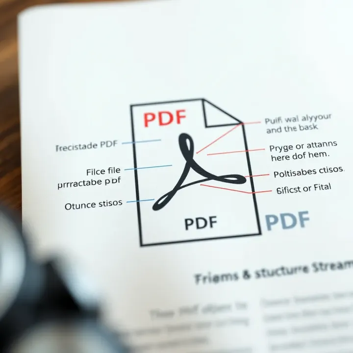 Internal Structure of a PDF File Diagram illustrating the internal structure of a PDF file showing objects and data streams