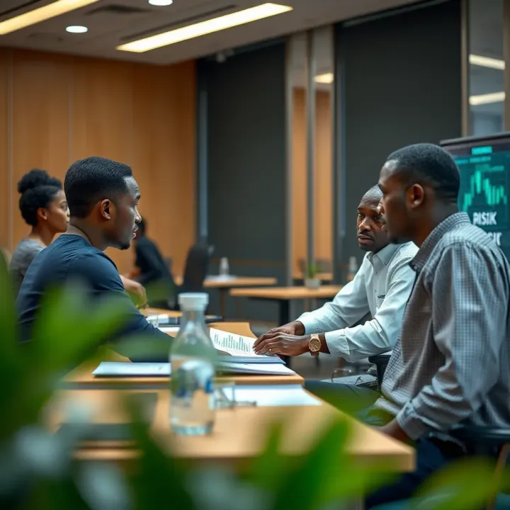 Interactive Risk Management Training in a Nigerian Business Environment Classroom setting with participants engaging in a risk management training session