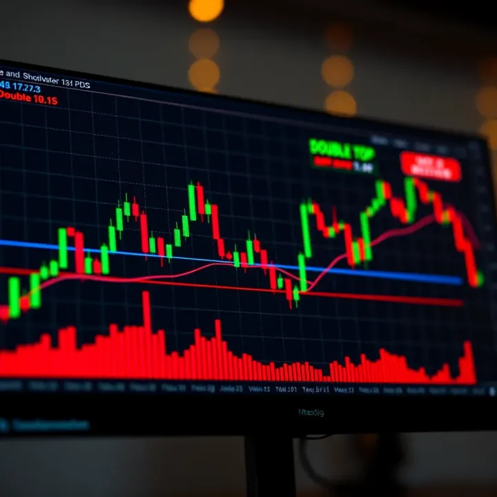 Graph showing common trade chart patterns including head and shoulders and double top