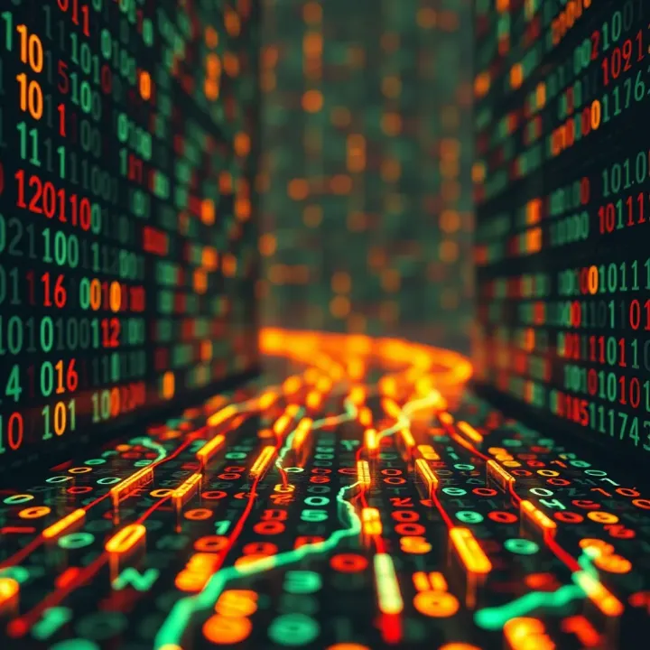Abstract representation of a glowing binary code pathway symbolizing resilience and success in technology fields