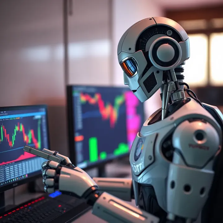 Automated forex trading robot analyzing currency market data on computer screen in Nigerian environment